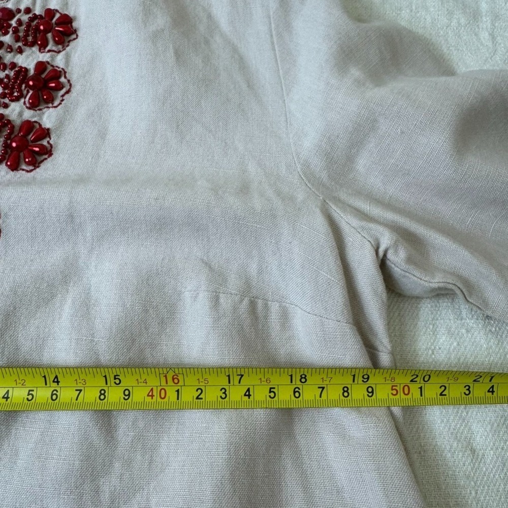 Soft Surroundings Sahara Tunic Womens PS Red Bead Embroidery Linen Blend Boho - Picture 5 of 10